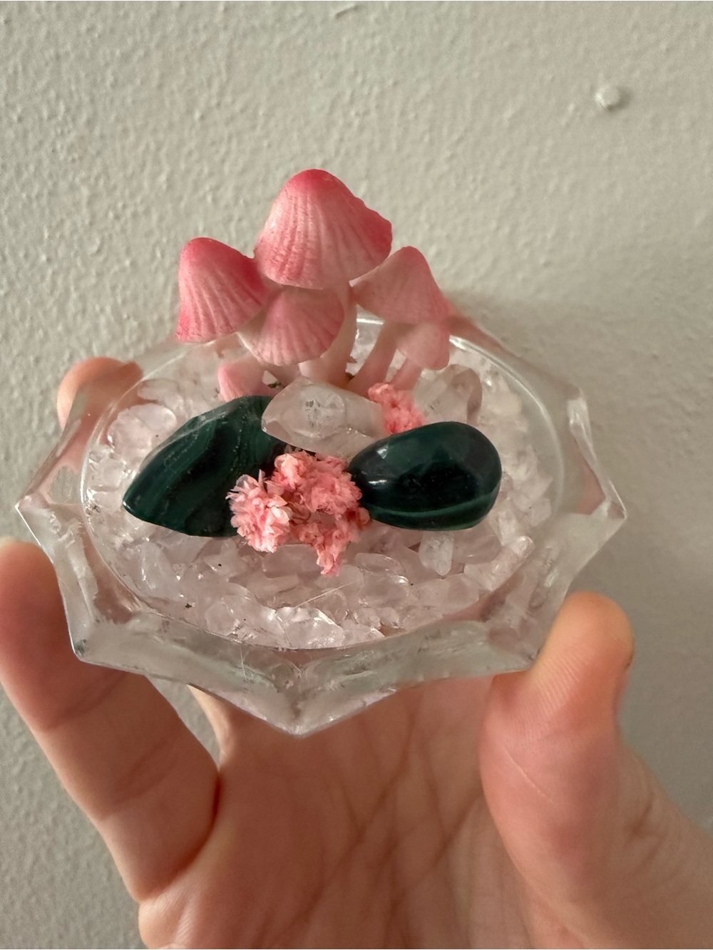 Pink Mushroom Crystal Garden Decorative Accent